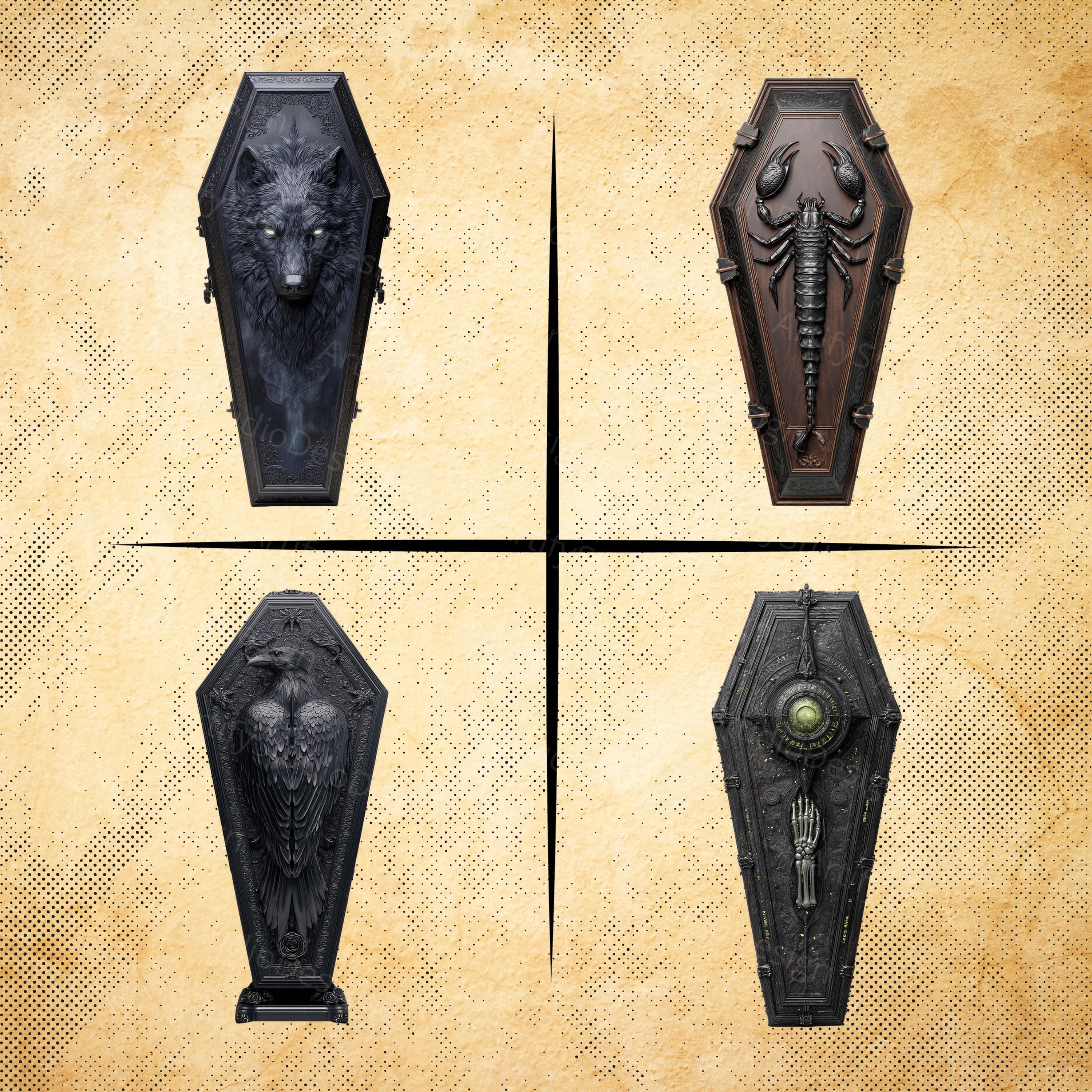 Gothic Coffin Clipart, Vampire Tomb PNG, Dark Fantasy Prop, RPG Crypt ...