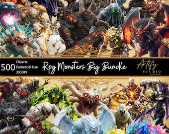 RPG Monsters Big Bundle – 500 PNGs for Your Fantasy World! RPG Graphics , Game Masters , 300 DPI , Transparent Background , Commercial Use.