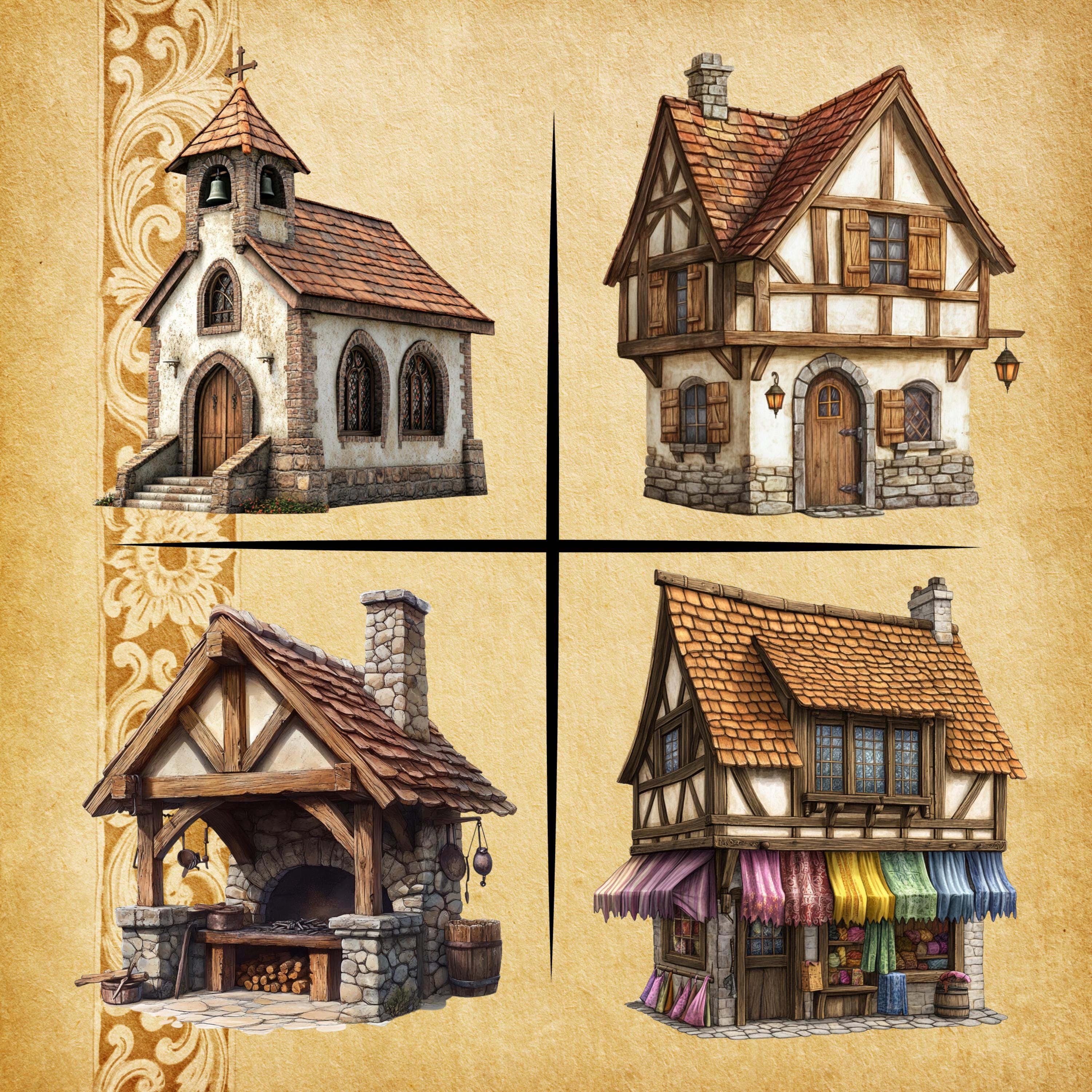 Medieval Structures RPG Cliparts, Commercial Use, Dnd, RPG , PNG ...