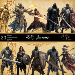 RPG Warriors Cliparts, Fantasy Warriors, Uso Comercial, RPG, PNG, Coleção de arte e design de fantasia, para mestres de jogos e artistas