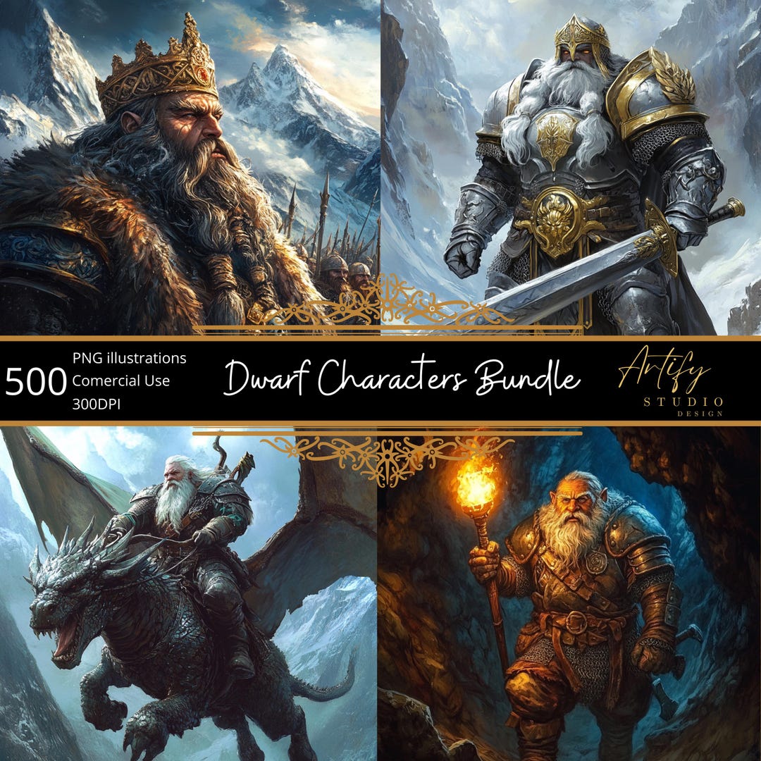 500 Dwarf Characters Bundle , TTRPG , RPG Tabletop Assets , PNG Undead ...