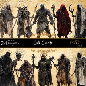 Kultistvakter – Mörka beskyddare av mystiska kulter, Fantasy Clipart, Transparent bakgrund, Kommersiellt bruk