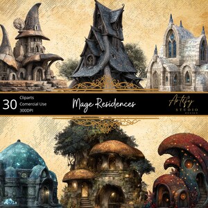 Mage Residences – 30 Fantasy Cliparts , Digital Download , Commercial Use