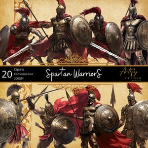 Imágenes prediseñadas de guerreros espartanos, espartanos épicos, uso comercial, juegos de rol, PNG, colección de arte y diseño de fantasía, para maestros de juegos y artistas