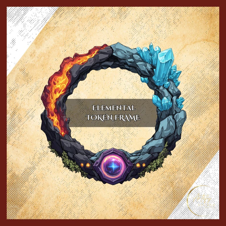 Elemental Frame Elemental Token Frame – Digital Border for Dnd or Anything Game ...
