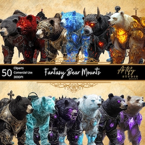 Cavalcature Fantasy Bear - Bestie maestose per guerrieri, clipart RPG, sfondo trasparente, uso commerciale