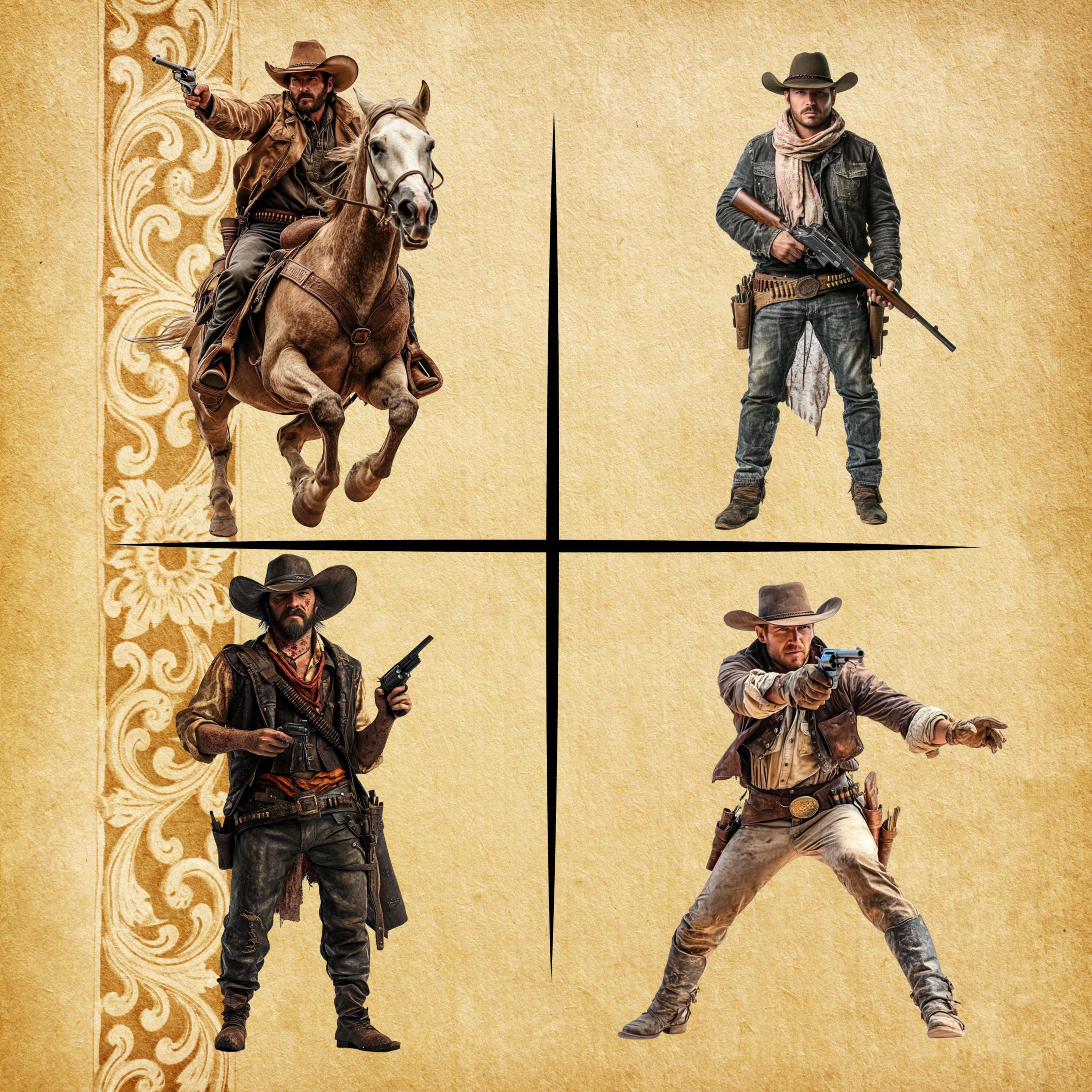 Western Bandits Clipart – 20 Rugged and Notorious Outlaws of the Wild ...