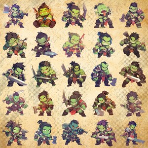 Chibi Orc Warriors – 50 Fantasy Cute and Fierce Cliparts , Transparent ...