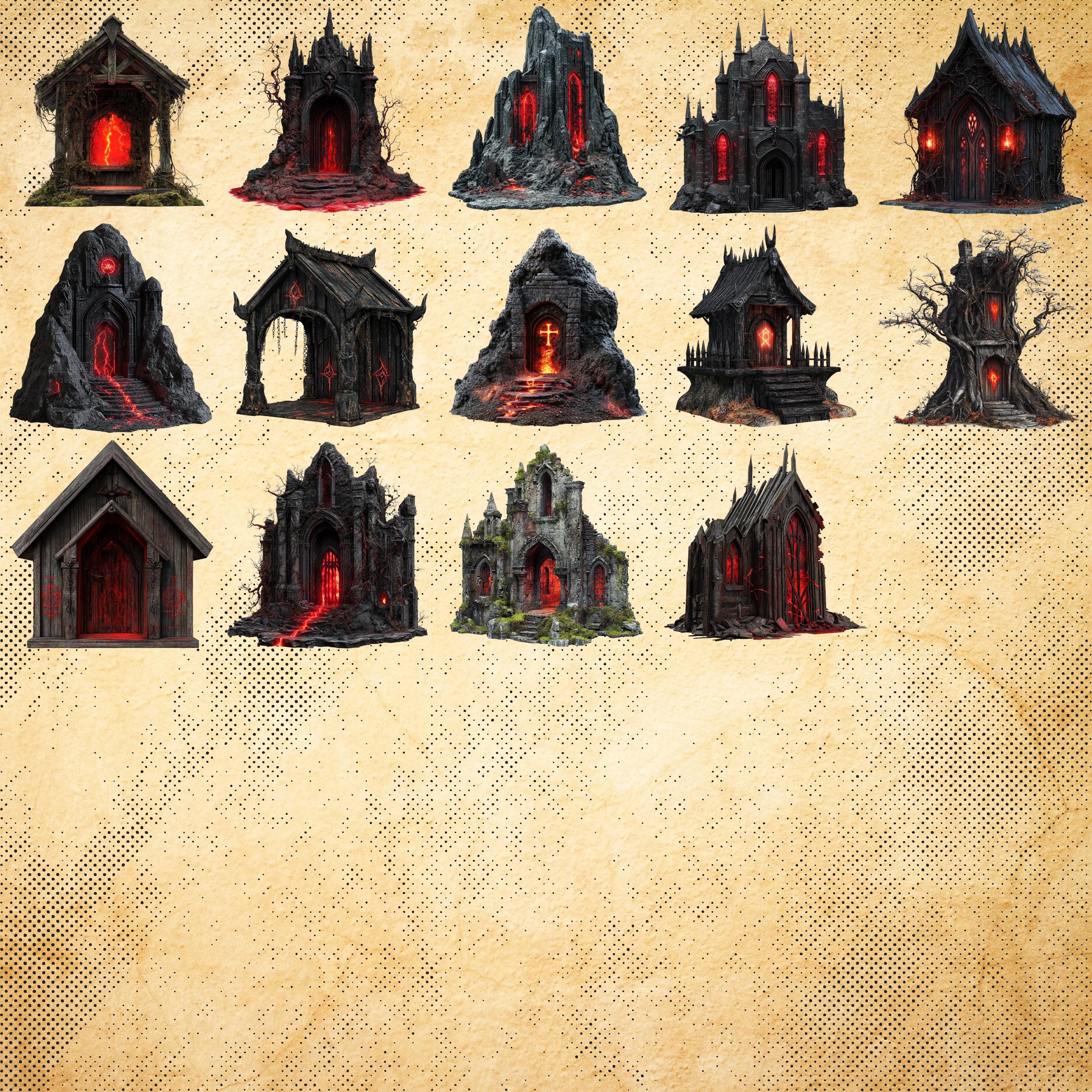 Demonic Building Evil Shrines – Dark Fantasy Buildings of Corruption and Occult Power ...