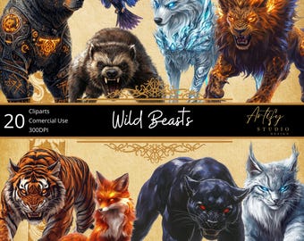 Fantasy RPG Wild Beasts Cliparts, Commercial Use, dnd, RPG , PNG, Collection for fantasy art and Design, for game masters and artist