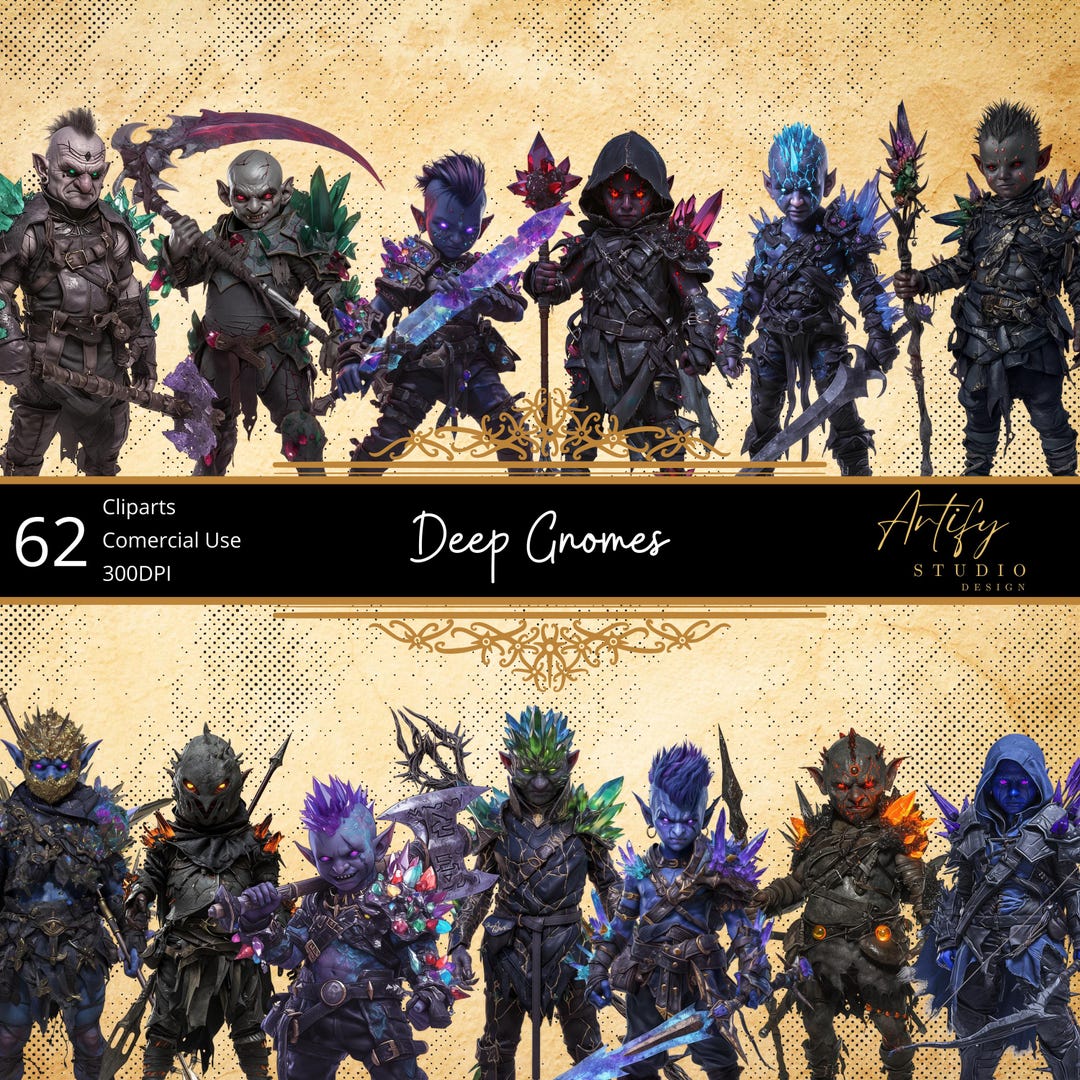 Deep Gnomes – 62 Dark Underground Gnome Cliparts for RPG & TTRPG ...