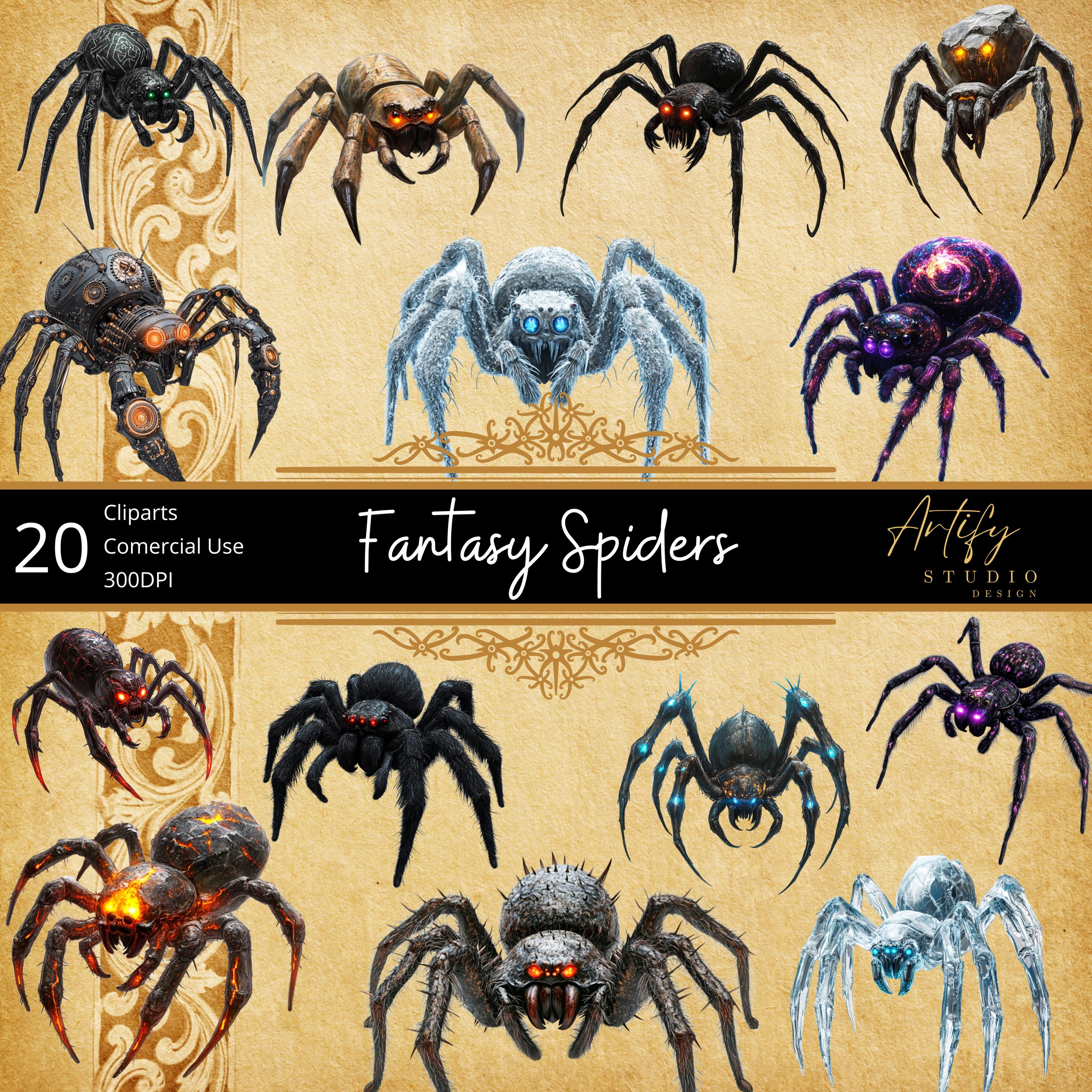 Fantasy Spiders Clipart – 20 Mystical and Menacing Spiders for