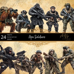 Ape Soldiers – Primal Warriors of the Jungle , Fantasy Cliparts , Transparent Background , Commercial Use