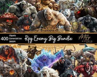 RPG Enemy Big Bundle – 20 Clip Art Packs , 400 PNGs for Your Fantasy World! RPG Graphics , Game Masters, Character Designs , Commercial Use.