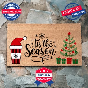 Tis The Season Christmas Doormat, Front Porch Decor, Christmas Porch, Christmas Welcome, Winter Outdoor Decor, Cute Christmas Decor