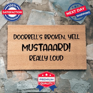 Doorbell&#39;s Broken Yell Mustard Doormat, Funny Doormat, Housewarming Gift, Home Decor, Welcome Doormat, Coir Doormat, Funny Gift, Unique Gift