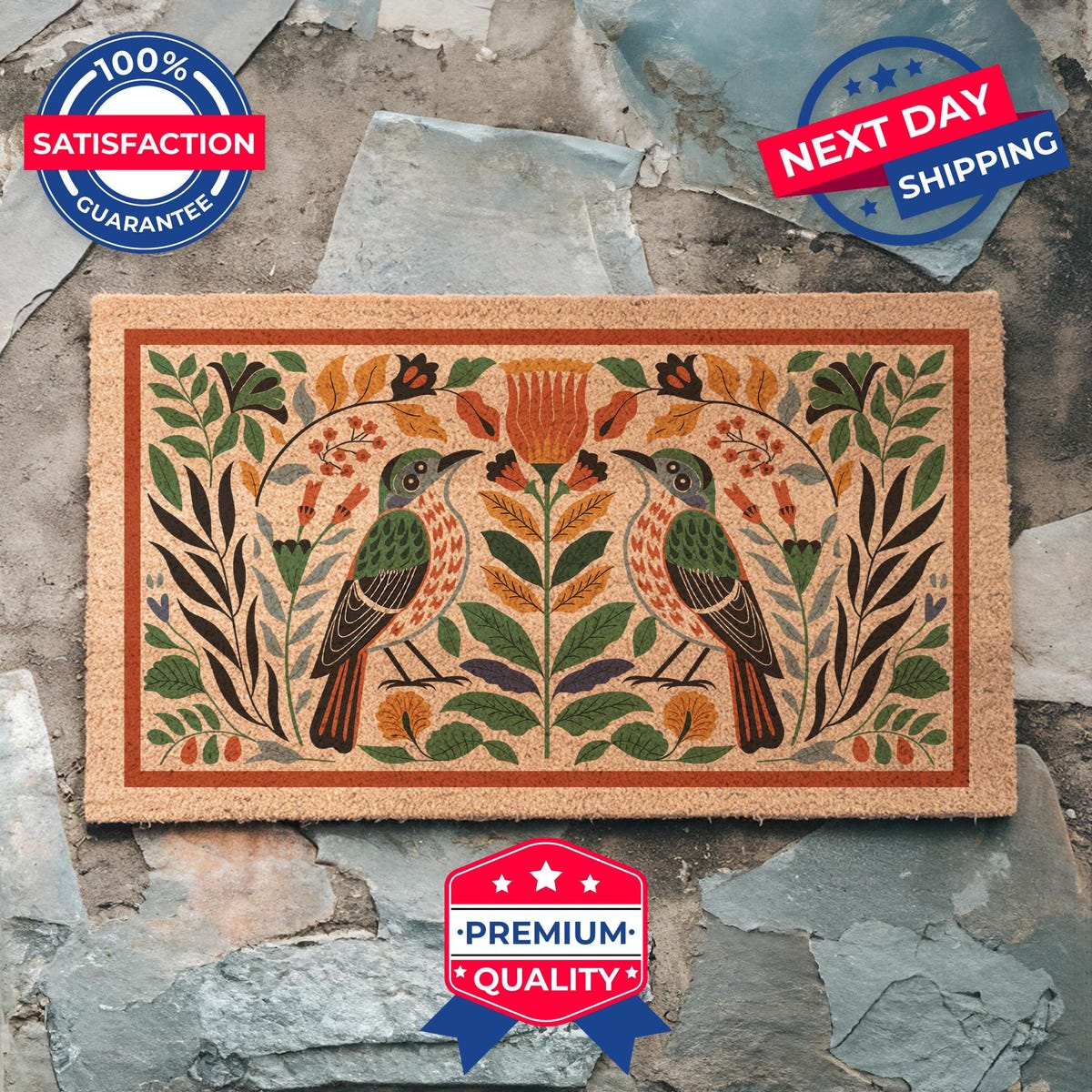 Large Floral Front Doormat- Etsy