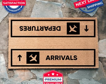 Arrivals Departures Doormat, Funny Pilot Gift, Travel Porch Decor