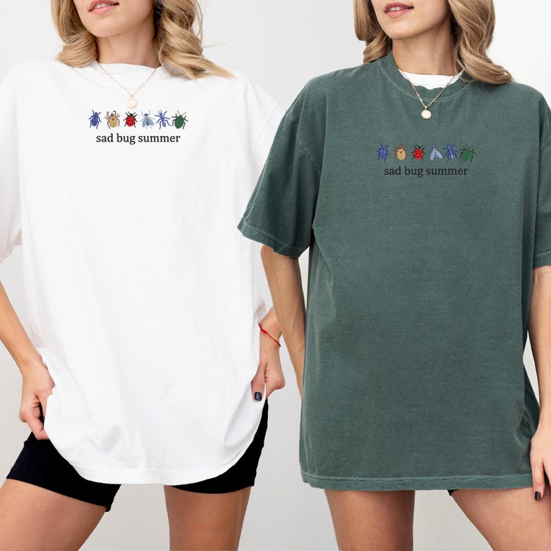 Comfort Colors Shirt, Embroidery Sad Bug Summer Design Shirt, Bug Lover Gift Shirt, Cottagecore Vibes, Nature Aesthetic Shirt, Insect Shirt image 6
