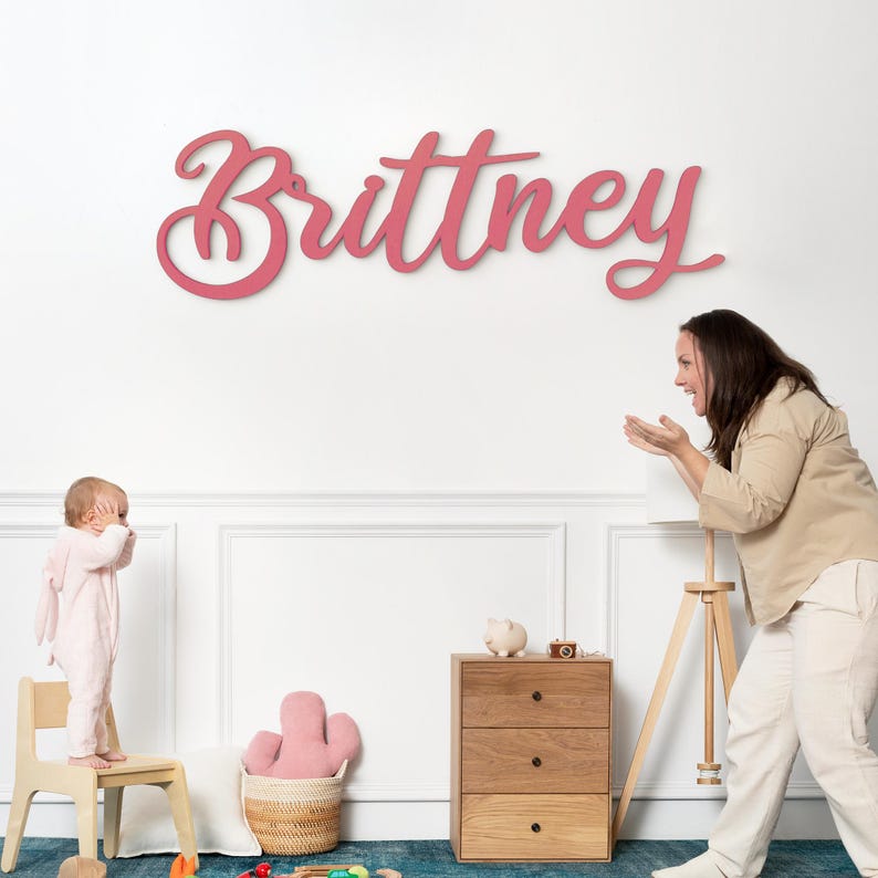 Britney Sign Custom Baby Name Sign, Neutral Nursery Decor, Personalized Nursery Wall ...