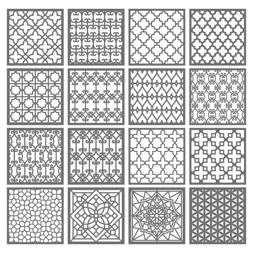 Square Grid Panel SVG Bundle, 16 Laser Cut Screen Patterns, Decorative ...