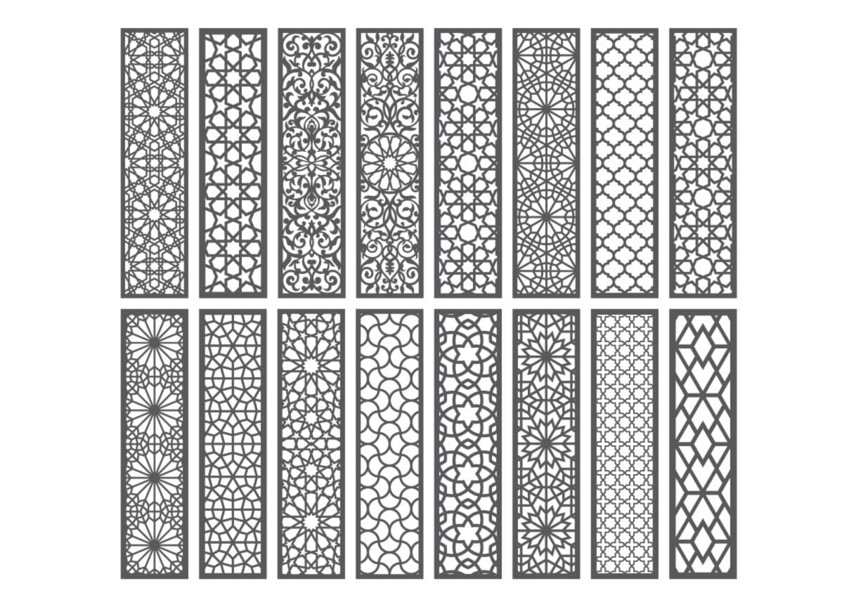 Laser Cut Borders SVG, 16 Arabic Pattern Panels, CNC Dxf Templates, STL ...