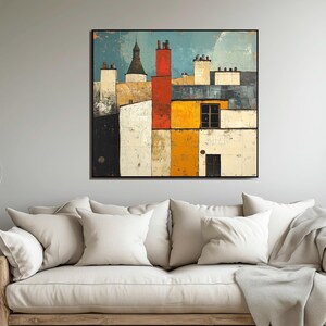Minimalist Abstract Rooftop Cityscape Print - Urban Charm Art Decor