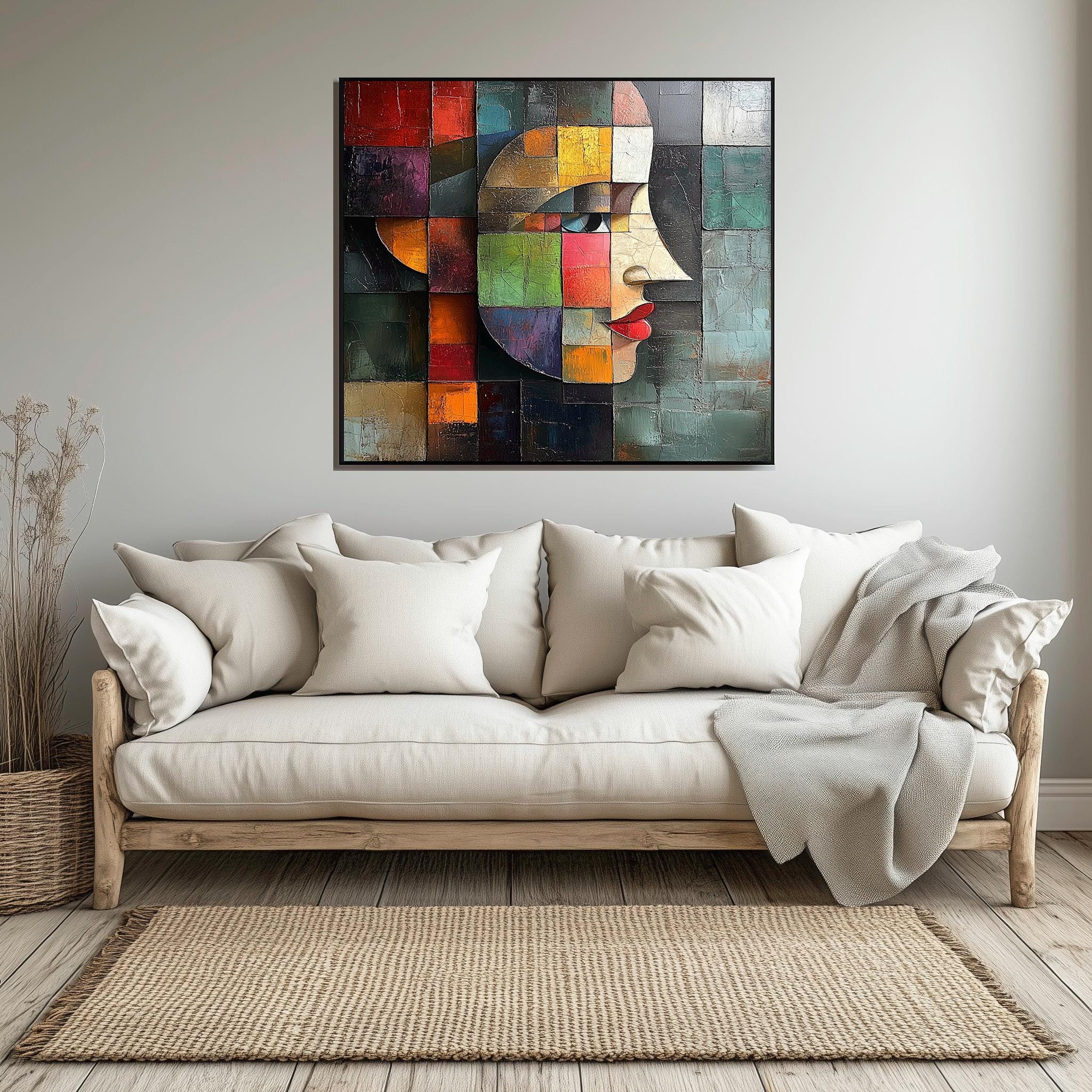 Bold Abstract Cubist Portrait - Modern Oil Painting Print - Etsy