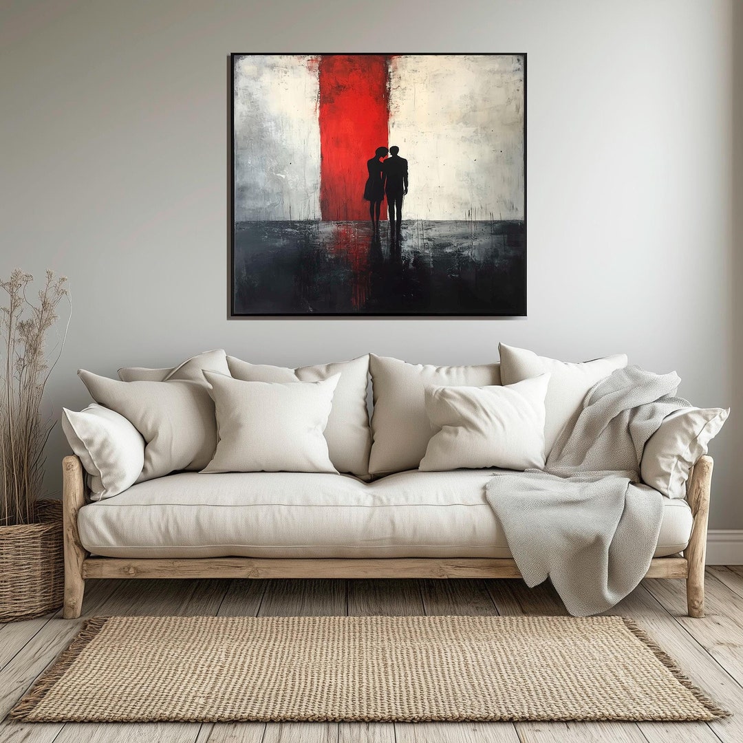 Abstract Couple in Red and Black - Minimalist Love Art Print - Etsy