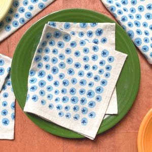Blueberry print cloth napkins, Hand printed natural cotton