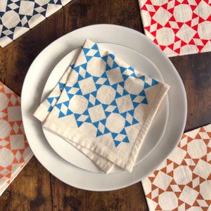 Mehlsack Baumwoll-Servietten, handbedrucktes Prairie Star Quilt Muster, einzeln oder im Set