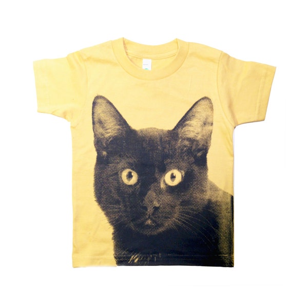 Cat Shirt, Kids Cat Shirt, Cat Tee Shirt, Kids Cat Tee, Cat Screen Print, Black Cat Shirt