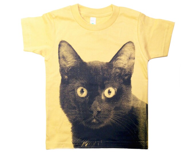 Cat Shirt, Kids Cat Shirt, Cat Tee Shirt, Kids Cat Tee, Cat Screen Print, Black Cat Shirt Etsy