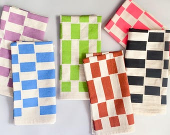 Cotton cloth dinner napkins, hand printed linens