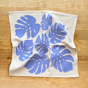 Tropical Fantasy napkins, Set of 4, Hand printed natural flour sack cotton: Periwinkle