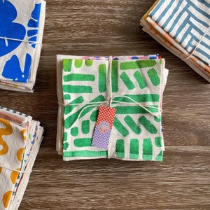 Assorted flour sack cloth napkins, Hand printed and curated, Seconds Sale