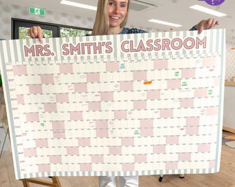 Personalized Teacher Calendar 2026-2027: Large Format School Year at a Glance Wall Calendar