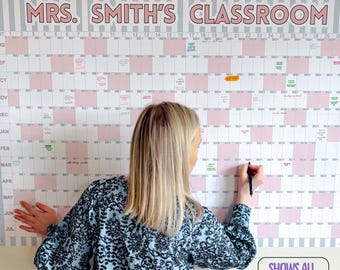 Personalized Teacher Calendar 2026-2027: Large Format School Year Wall Calendar