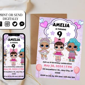 Little Doll Birthday Invitation, Lola Invitation Kid Birthday, Pink Doll Birthday Party Invitation, Little Pink Doll Birthday Invitations