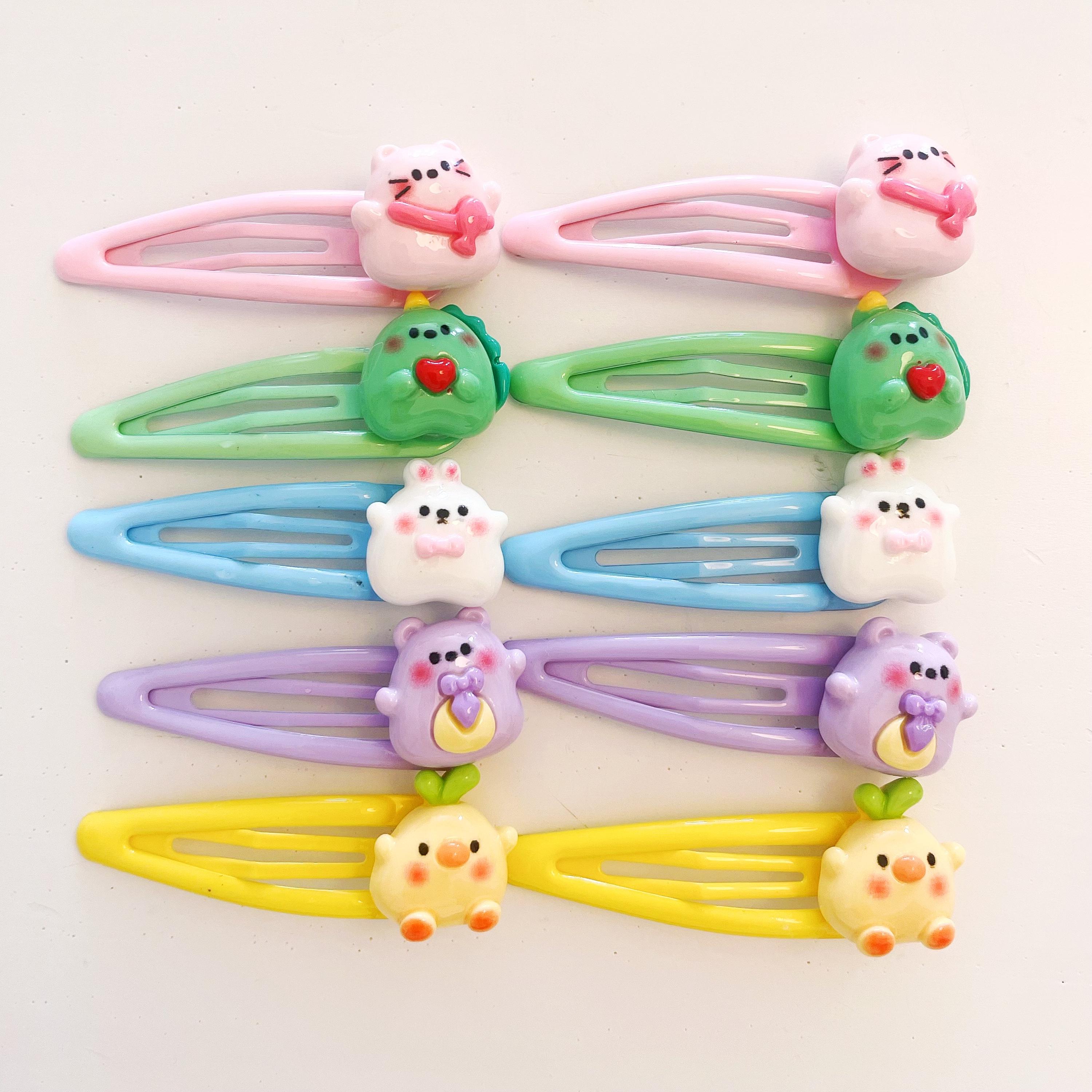 10 Cute Colorful Hair Clips  Cinnamon/ Kitty in various Styles/ girls Present/