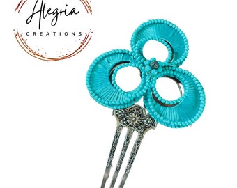 Teal Flamenco Spanish Hair Combs
