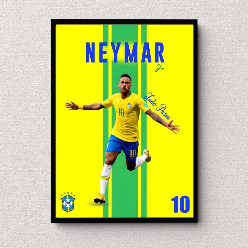 Neymar Jr Poster Neymar Jr Wall Art Neymar Soccer Print Neymar Jr ...