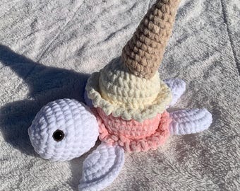 Crochet Ice Cream Turtle Dessert Amigurumi Plushie