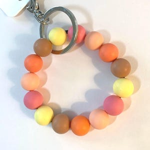 Orange Yellow Peach Silicone Beads Key Ring