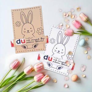 duplo Banderole Druckvorlage Ostern Geschenk Gastgeschenk Deko Tisch Kopiervorlage DIY Ostergeschenk Karte basteln Bastelbogen Papier