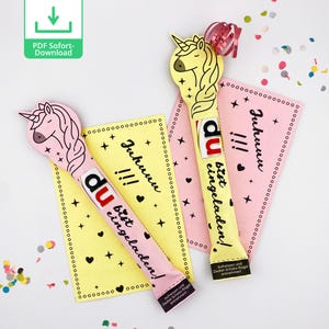 Biglietto d'invito stampabile per compleanno bambini duplo | modello di stampa pdf invito festa di compleanno per bambini | Crea un invito di compleanno a tema unicorno