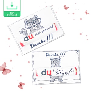 modello di stampa per fascetta duplo pdf regalo biglietto di ringraziamento fai da te | Modello di carta per biglietti di ringraziamento, modello ...