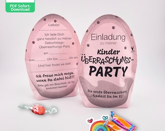 Printable invitation template for a children's birthday party | printable invitation card for a birthday party, children's crafting a surprise egg pdf