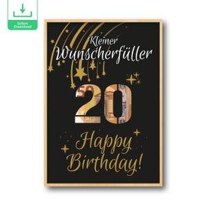 20th birthday cash gift for her him | funny 20th anniversary money gift idea for daughter son best friend as digital printable PDF download