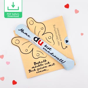 Druckvorlage Muttertag Geschenk duplo Banderole Gutschein basteln | Bastelvorlage Muttertagsgeschenk Idee digitaler Download PDF Bastelbogen